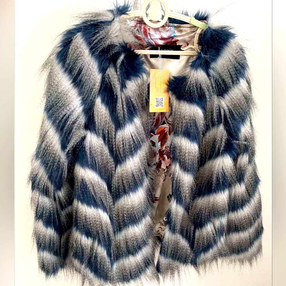 NWT Ivy Rock The Chicky Faux Fur Coat in Peacock (Adult Sizing)